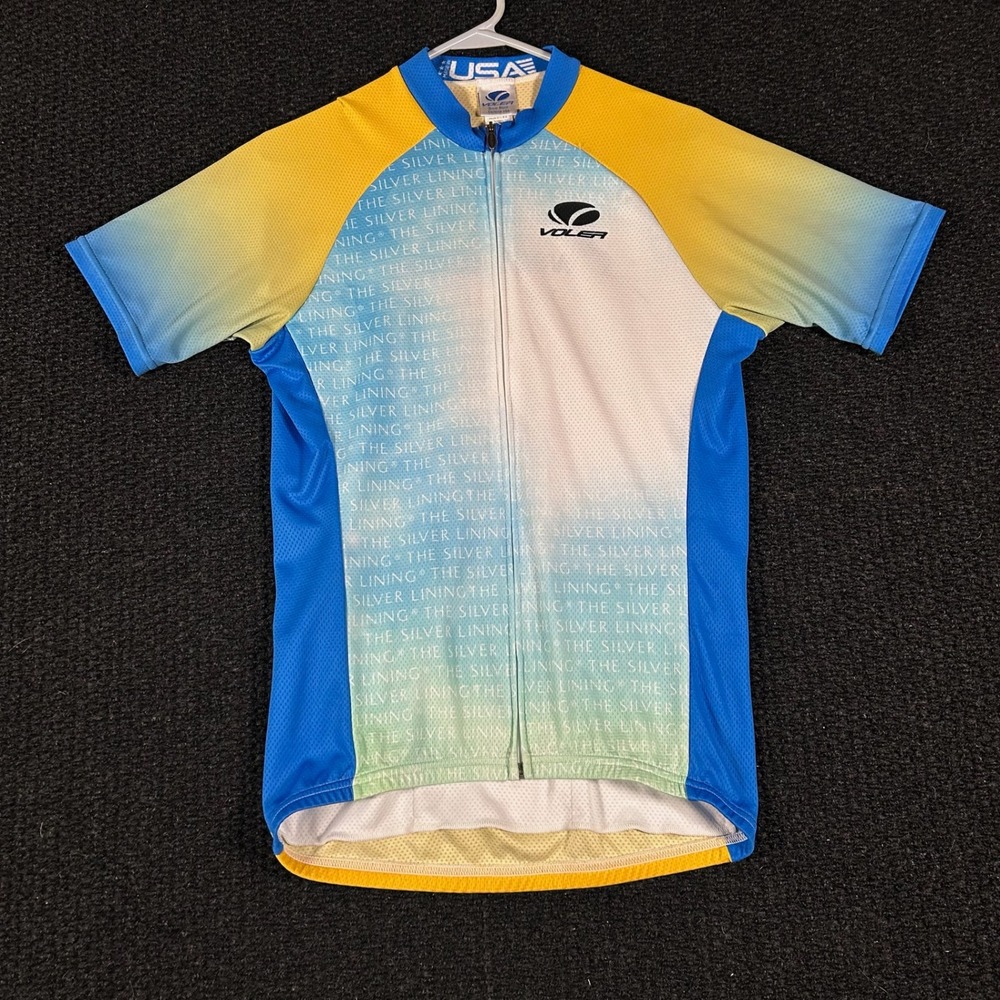 Voler USA Cycling Jersey Short‎ Sleeve West Bend The Silver Lining Blue Yellow